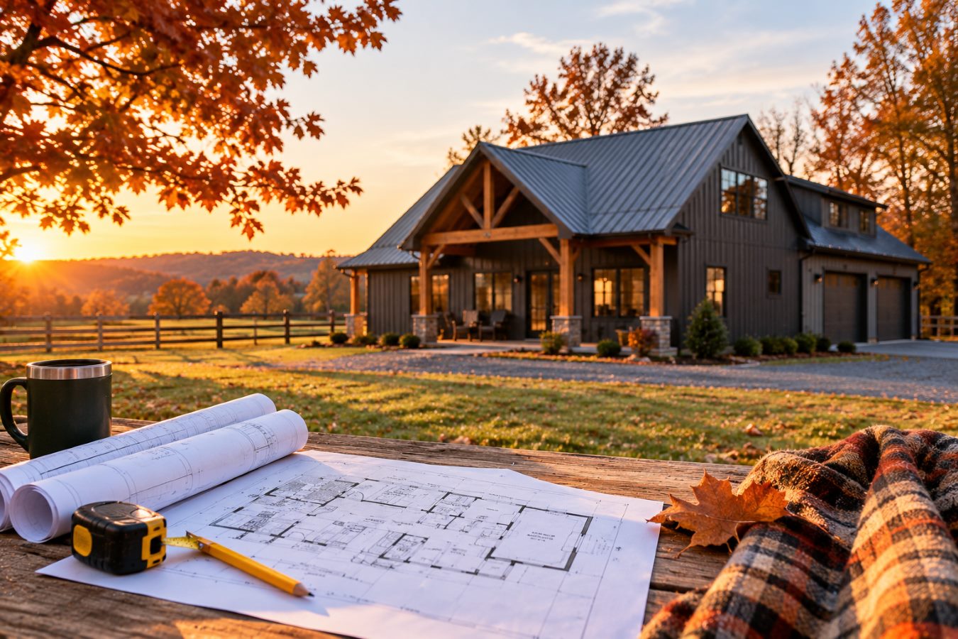 Custom barndominium exterior in Richmond Kentucky